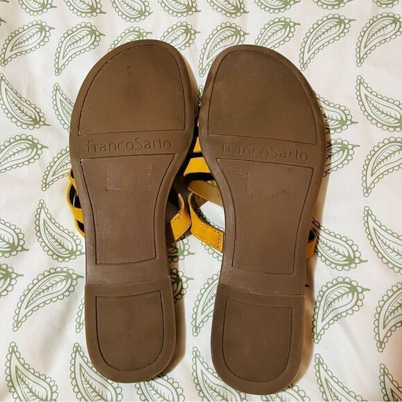Franco Sarto Graceleigh Mustard Yellow Strappy Sandals Pull On Slides 8 - Picture 12 of 14